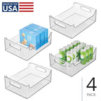 iDesign Stackable Clear Plastic Storage Bin, Kitchen Organizers for Fridge, Cabinet, or Pantry, 4-Pack - size: 14 x 10 x 5, style: Pack of 4