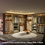 iSunirm 8FT Closet System with Shelves, 96'' Closet Organizer System with 3 Hanging Rods, Wall Mount Bedroom Wardrobe Walk-in Closet, Adjustable Cloth Garment Rack from 5 to 8FT(Cut to Fit), White Oak - color: White Oak