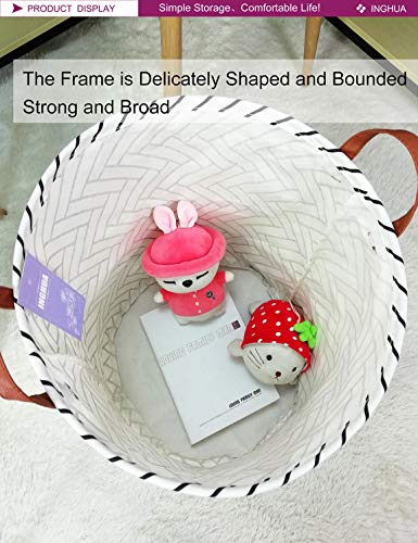 Laundry Hamper Large Canvas Fabric Lightweight Storage Basket/Toy Organizer/Dirty Clothes Collapsible Waterproof for College Dorms, Boys and Girls Bedroom,Bathroom(Weave) - color: Weave
