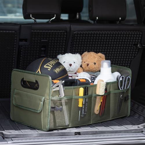 JiatuA Car Trunk Organizer, Car Organizers and Storage Collapsible Multi Compartment Container Box, Adjustable Car Accessories for SUV Sedan Truck, Standard Size, Green - color: Green, size: Standard