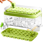 Ice Cube Tray with Lid and Bin, 2 Pack for Freezer, 64 Pcs Ice Cube Mold (Green) - color: Green