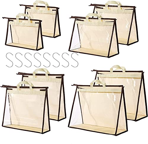 CINPIUK 8 Pack Handbag Dust Bags Clear Purse Storage Organizer for Closet, Hanging Zipper Storage Bag for Handbags - color: Beige, size: 4 Sizes-8PCS