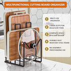 Multifunctional Cutting Board Organizer, Cutting Board Holder Rack Baking Cookie Pan Sheets Cooling Racks Storage Stand for Kitchen Cabinet -Divided Holder with 4 Slots (2PS Black) - color: 2Black