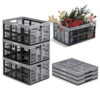 CleverMade Collapsible Utility Crate, Stone, 1PK - 32L (8 Gal) Collapsible Storage Bins, Holds 40lbs Per Bin - Plastic Stackable Grated Wall Utility Containers, CleverCrates Baskets