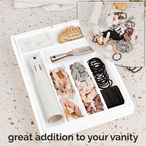 Masirs Expandable Bamboo Kitchen Drawer Organizer - Adjusts to Fit Drawer Size, Ideal for Silverware, Utensils, and Office Supplies, Durable Bamboo Construction - color: White