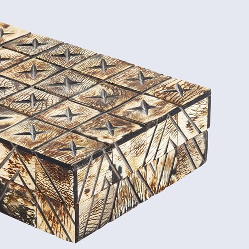 Handicrafts Home Decorative Keepsake Box 8x5 – Small Organizer Box with Lid, Boho Decorative Storage, Retro Memory Box, Unique Coffee Table Décor, Jewelry or Trinket Box, Modern Shelf Decorative Box - color: KEPT-PARADOX, size: 8x5x2 Inches