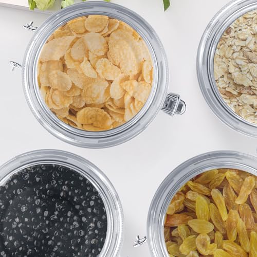 ENLOY 4-Piece Stainless Steel Airtight Food Storage Canister Set with Clear Lid, Containers Sets for Kitchen Counter for Sugar, Flour, Tea, Candy, Cookie, Spice, 28/32/38/65 oz - size: Small