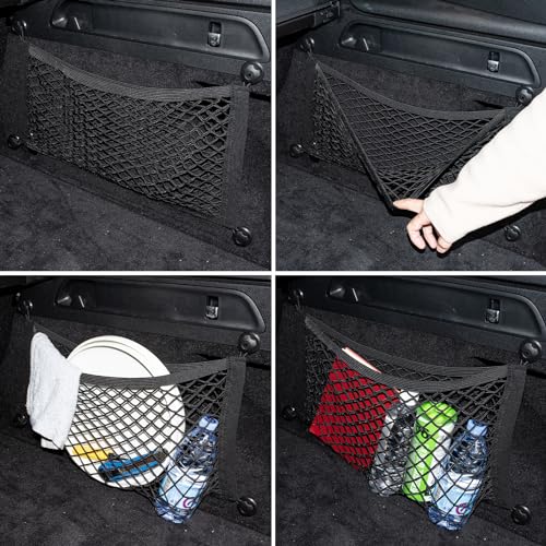 2 Pack Small Cargo Net Pocket Storage Pouch Bag 21 x 9.8 Inches RV Netting Elastic Automotive Cargo Nets with 8 Mounting Screws, Storage Mesh for Car Trunk SUV Boats - size: 21 x 9.8 Inch