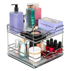 2 Tier Pull-Out Cabinet Spice Rack Organizer - Slim Slide-Out Storage for Spices, Bottles & Jars, Premium Heavy-Duty Steel, Easy Install for Narrow Kitchen Cabinets -10-1/2"Wx10-3/8"Dx8-7/8" H, Chrome - size: 10 Inch-Double