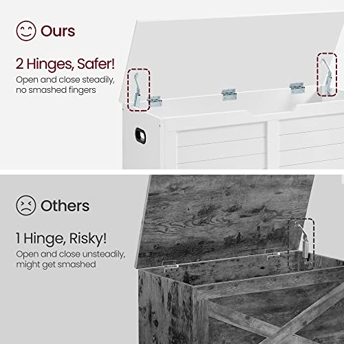 VASAGLE Storage Chest, Storage Bench with 2 Safety Hinges, Farmhouse Style, 15.7 x 39.4 x 18.3 Inches, for Entryway, Bedroom, Living Room, Cloud White ULSB061T10 - color: Cloud White, size: 39.4''W