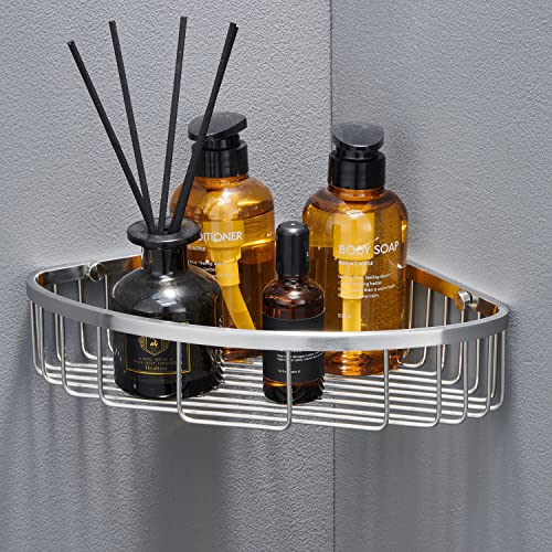 Bathroom Shower Caddy Corner Shelf, Corner-Hollow Design, Ultra Sturdy Rust-Proof Stainless Steel Shelf Organizer Shampoo Holder, Wall Mounted Storage Rack for Bathroom, Brushed Nickel - color: Nickel, size: Hollow Corner (1 Pack)