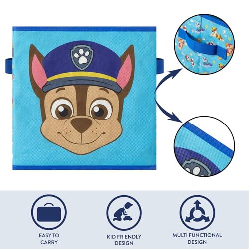 Nickelodeon Paw Patrol Kids Storage Cubes, 2 Pack Foldable Fabric Bins with Handles, Collapsible Organizer Boxes for Bedroom, Playroom & Nursery, Durable Kids Storage Solution - color: Paw Patrol