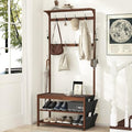 AMBIRD Hall Tree with bench and shoe storage, Entryway Bench with shoe storage, 6-in-1 Coat Rack with Cloth Bag and 12 Coat Hooks, Sturdy Bamboo Frame, Brown 31 * 15 * 70 Inches - style: Classic, 31.5'' L