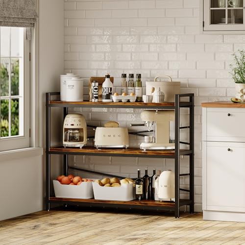 3 Tier Bookshelf 39.37" Width, Dorm Desk Hutch, Desk Shelf, Long Industrial Bookcase, Wooden Large Book Shelf for School Home Living Room Bedroom Office Storage(Vintage) - color: Vintage, size: 3 Tier - 39.4" W