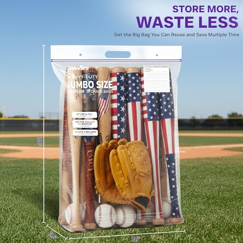 20 Gallon Heavy Duty Jumbo Storage Bags with Handle – 24" x 34" Resealable Zipper Top, Oversized Storage Solution for Clothes, Food, Pillow, Bedding, Household, BPA-Free, Pack of 5, 6 Mil Thick - size: 24x34 6mil Pack5