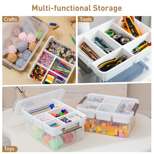 Citylife 17 QT Plastic Storage Box with Removable Tray Craft Organizers and Storage Clear Storage Container for Organizing Bead, Tool, Sewing, Playdoh, 2 Packs - size: 17 Qt- 2 Pack