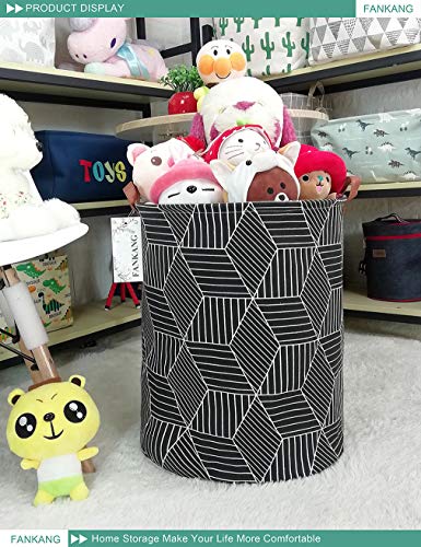 FANKANG Storage Basket, Nursery Hamper Canvas Laundry Basket Foldable with Waterproof PE Coating Large Storage Baskets for Kids Boys and Girls, Office, Bedroom, Clothes,Toys（Black Magic cube） - color: Black Magic cube