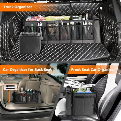 Large Trunk Organizer with Portable Leakproof Cooler Bag,Foldable Cover,Adjustable Securing Straps,Collapsible Trunk Organizer for Suv Car Truck Sedan (4-in-1 with Cooler) - color: Grey, size: With Cooler