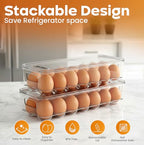 Utopia Home Egg Container With Lid and Handle for Refrigerator - Pack of 3 - Clear Stackable Egg Holder for Kitchen Storage and organization - size: Pack of 3