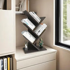 Godferyxin Book Tree Bookshelf, 5-Tier Wood Bookshelf Tree Bookcase for Displaying Books, CDs, Magazines and More at Office, Home or School - color: 5-tier-brown