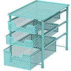 Simple Houseware Stackable 3 Tier Sliding Basket Organizer Drawer, Turquoise - color: Turquoise, size: 3-Tier