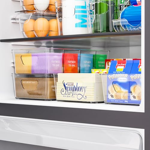 Stackable 6 Pack Snack Organizer for Pantry Shelf,Clear Pantry Organizers and Storage Bins for Fridge,Office,Cupboard,Plastic Pantry Snack Organizer For Breast Milk,Tea Bag,Food Storage Containers