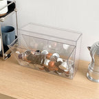 Clear Dishwasher Detergent Pod Holder for Kitchen Cabinet, Plastic Under Sink Storage and Organizer for Lid, Sponge, Coffee Pods, Large Laundry Pods Dispenser Box with Divider