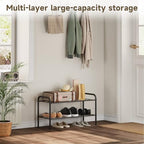 Shoe Rack,Long Shoe Organizer for Closet,Wide Shoe Storage for Entryway, 2 Tier Sturdy Metal Free Standing Shoe Shelf - size: 2-tier-short