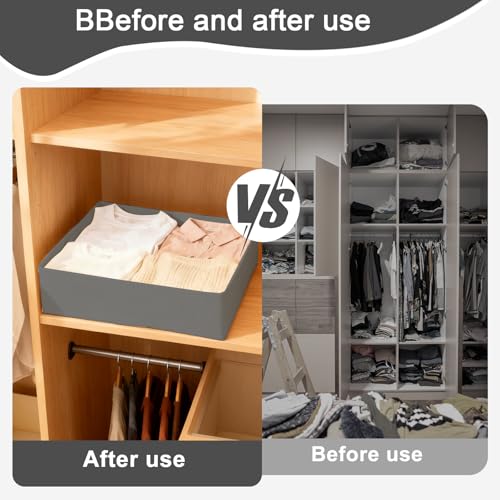 1 Pcs Drawer Organizer Storage Box for Underwear Socks Closet Divider for Wardrobe Dresser Vanity Space Saving Use(Grey) - color: Grey-2, size: Large