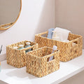 ELONG HOME Wicker Storage Basket, 3 Pack Hand-Knitted Wicker Baskets, Water Hyacinth Storage Baskets with Built-in Handles - color: Hyacinth 3