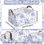 Boao 3 Pcs Blue Floral Storage Bin Wildflowers Collapsible Large Storage Baskets for Gifts Canvas Laundry Basket Foldable Box with Handle for Office Home Bedroom Clothes - style: Blue Flowers