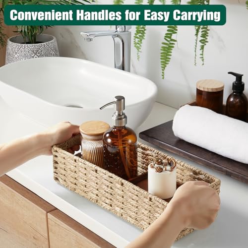 dreamkey Set of 2 Wicker Toilet Paper Storage Baskets, Hand-Woven Paper Rope Bathroom Organizer for Toilet Tank Top & Countertop, Decorative Nesting Baskets with Handles, Beige - style: Paper Rope