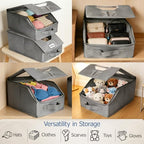 2 Pcs Stackable Baseball Cap Organizer, Washable Foldable Oxford Cloth, Smooth Durable Metal Zipper Hat Storage Holder for Closet, Holds 24 Caps with Large Clear Window, Hat Box for Home Storage - size: Large:15.8X8.7X6.7in