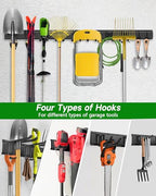 PIYILO 64 inches Garage Tool Organizer Wall Mount, Garden Tool Organizer Rack Heavy Duty, Hanging Storage Organization Racks Holder with 10 Hooks, for Lawn Tools, Shovel, Shed - size: 64 inch 10-Hook