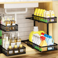 Under Sink Organizer 2-Pack, Metal 2-Tier Pull-Out Cabinet Shelf with Slide-Out Mesh Drawers, Height Adjustable, Space-Saving Under Sink Storage Racks for Kitchen, Bathroom, Laundry Room - color: Black