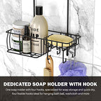 Epicano Shower Caddy Hanging, Anti-Swing Over Head Shower Caddy Rustproof with Hooks for Towels, Sponge and More, Matte Black - color: Matte Black