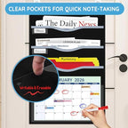 ALSLEA 4 Pockets Hanging Wall File Organizer 15" Extra Wide Pocket Chart for Classroom, Office, Home, Mail Organizer Wall Mounted with 1 Writable Clear Pocket, 5 Wall/ Door Hooks & 12 Labels (Black) - size: Small (4 Pockets)