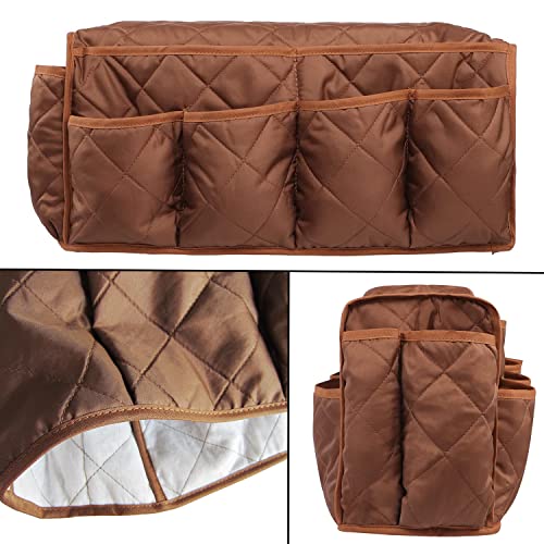 Armchair Caddy for Recliner Organizer Brown Coffee Sofa Armrest Organizer with 14 Pockets for Armchair Remote Control Holder Phones Ipads Keys Books Glasses Storage - color: Coffee