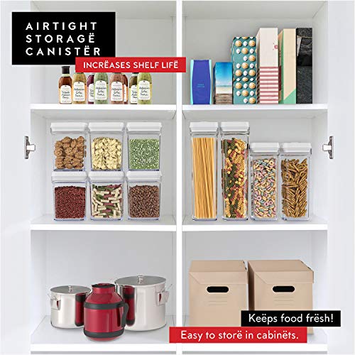 DWËLLZA KITCHEN Airtight Food Storage Containers for Pantry With White Lids 1L - 6 Pack - Clear Plastic Air Tight Kitchen Containers Pantry Organization and Storage BPA-Free Keeps Food Fresh & Dry - color: 01 - 1 Liter (Set of 6)