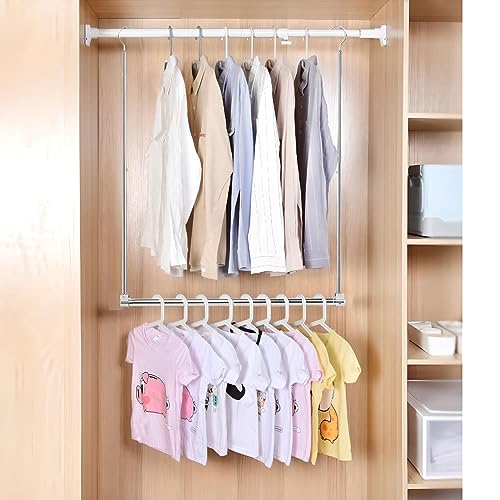 Adjustable Hanging Closet Rod, Extender Hanging Rod, Closet Hanging Organizer, Heavy Duty Closet Bar, Hanging Rod (2 Pack, Chrome) - color: Chrome, size: 2 Pack