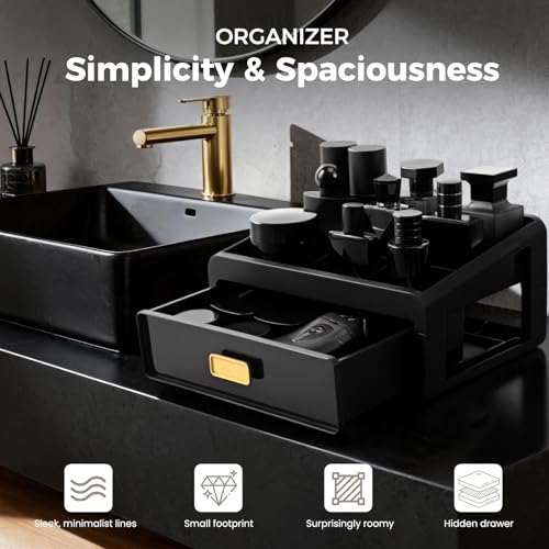 EHORIA Organizer For Men,Bathroom Organizers,Cologne Organizer,Dresser Organizers,Bathroom Sink Organizer,Counter Storage,Cologne Stand,Drawer Perfume Display Holder,Gifts for Mens(BLACK)