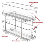 Simple Houseware 2-Tier Narrow Basket Drawer Cabinet Pull-Out Organizer, Clear