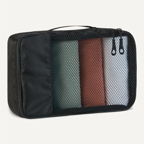 Amazon Essentials 4-Piece Space-Saving Packing Cubes Travel Accessories Set, Luggage Organizer with Double Zipper, Mesh Top, Small, Black (Previously Amazon Basics) - color: Black, size: 4 x Small