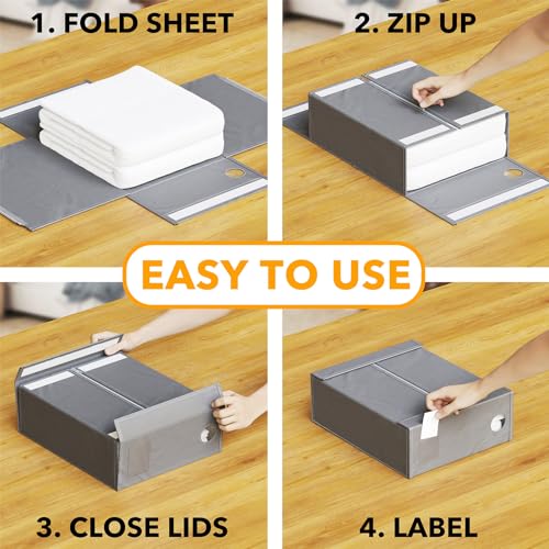 SpaceAid 10 Pack Bed Sheet Organizers and Storage, Foldable Sheet Organizer for Linen Closet, Sheets Set Folder Keeper with Window XL (Queen & King Size) Organizing Bedding Container, Gray - color: Gray, size: 10 Pack