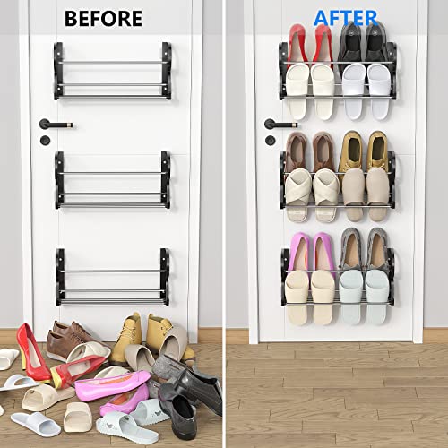 Wall Shoe Rack for RV Shoe Storage, 3 Pack Wall Mounted Shoe Rack with Sticky Hanging Mounts for Camper Small Space Shoe Holder for Door Shoes Organization Shelf No Drilling - style: 3 Pack