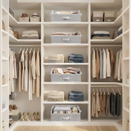 GRANNY SAYS Closet Organizer Bins, Trapezoid Storage Bin, Storage Baskets for Shelves, Collapsible Clothes Organizers and Storage, Baskets for Organizing Clothes, Toys, Ash Gray, 3-Pack - color: Ash Gray, size: 16½"L x 11"W x 7¾"H