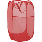 Larpur Popup Mesh Laundry Basket, Collapsible and Portable Clothes Washing Laundry Hamper with Reinforced Carry Handle (Red) - color: Red