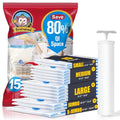 BoxLegend Vacuum Storage Bags with Large Hand Pump 15 Combo (1X-Jumbo, 2 Jumbo, 5 Large, 5 Medium, 2 Small) Thickened Vacuum Seal Bags for Clothing Pillow Comforters Bedding,1 Large Pump - size: 15 Combo