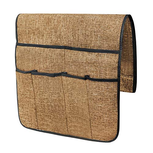 Sofa Armrest Storage Bag, Armchair Side Caddy Hanging Pouch Organizer, 14-Pocket Waterproof Durable Storage Bag, Suitable for Tablets, Phones, Books, Magazine, TV Remote Control (1#Coffee) - color: 1#Coffee