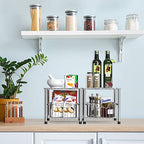 Simple Houseware Chrome Metal Stackable Storage Rack, 16.75 in L x 10.8 in W x 10.25 in H - color: Chrome